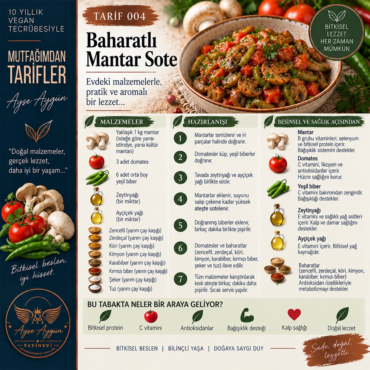 TARİF 004 — BAHARATLI MANTAR SOTE